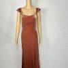 Jenny Yoo Collection Velvet Formal Dress Size 10 Terracotta Flounce Off Shoulder
