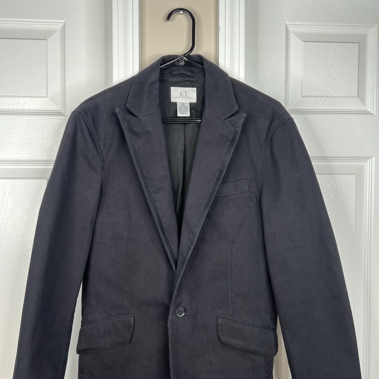 Armani Exchange Vtg Men Cotton Slim Fit Blazer Jacket S Black Denim Like