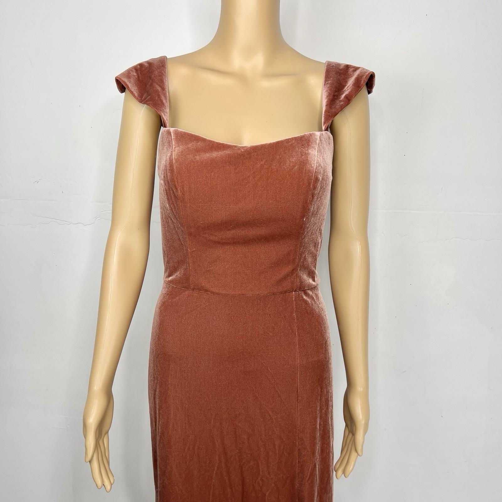 Jenny Yoo Collection Velvet Formal Dress Size 10 Terracotta Flounce Off Shoulder