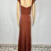 Jenny Yoo Collection Velvet Formal Dress Size 10 Terracotta Flounce Off Shoulder