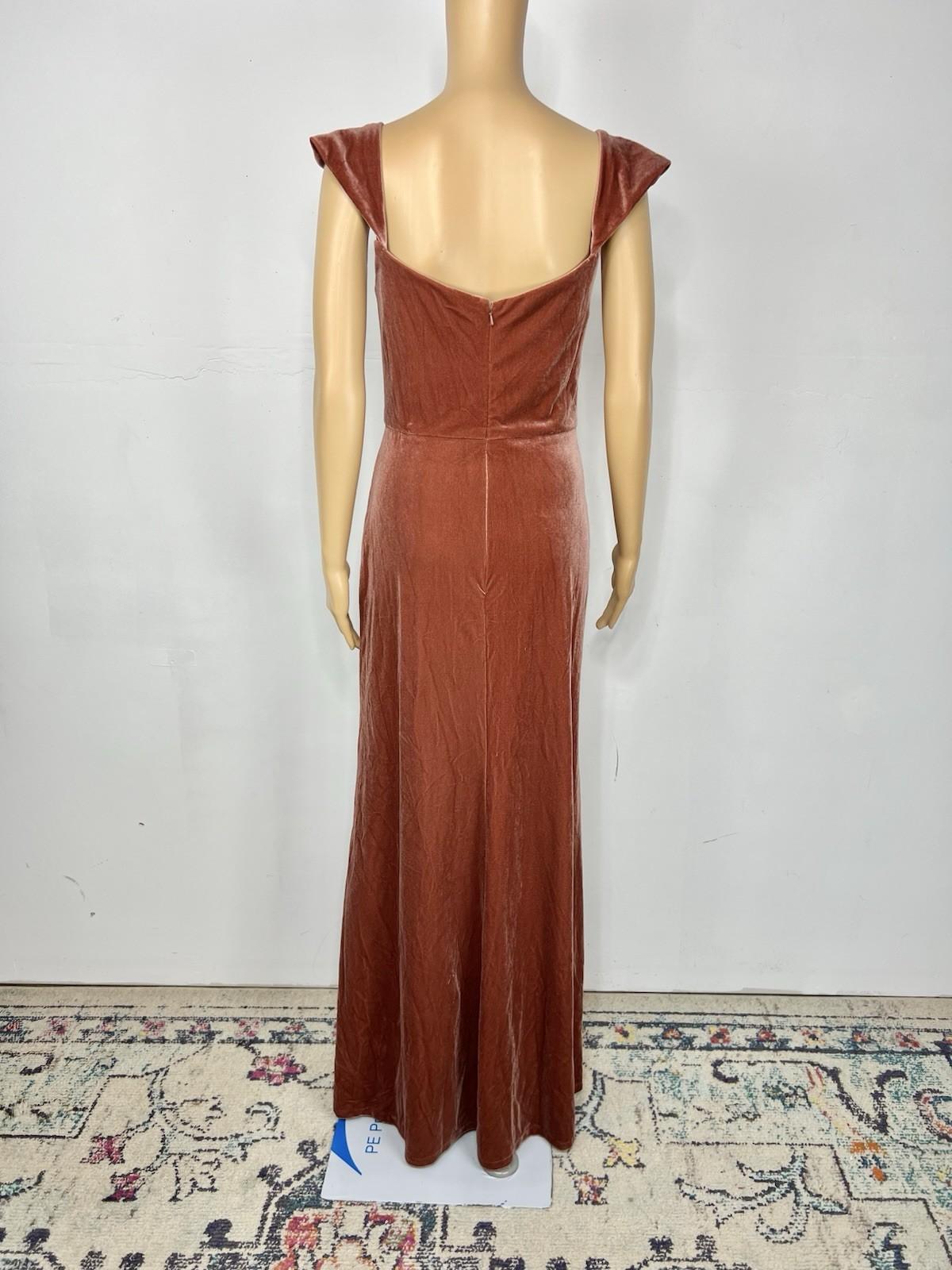 Jenny Yoo Collection Velvet Formal Dress Size 10 Terracotta Flounce Off Shoulder