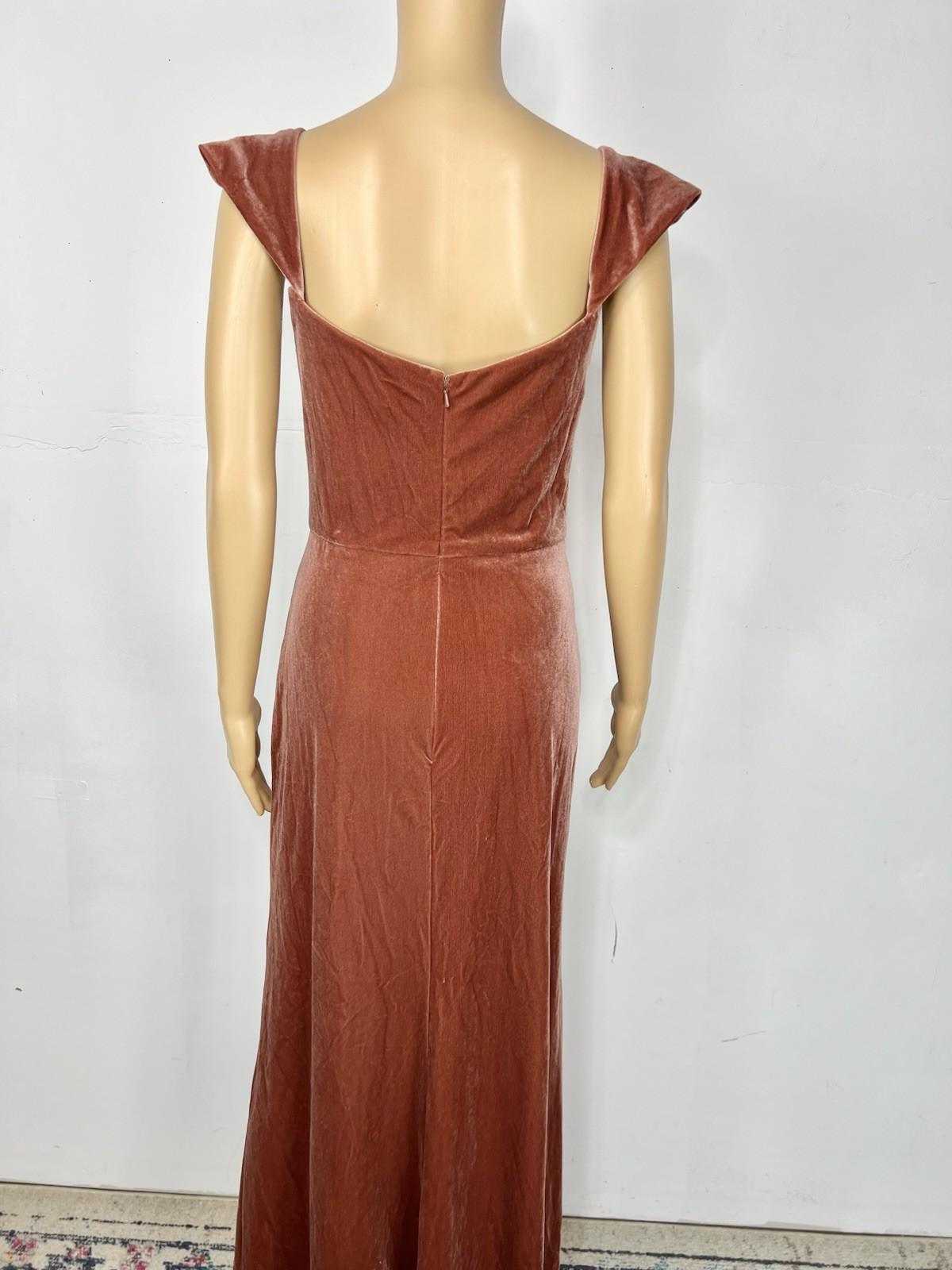 Jenny Yoo Collection Velvet Formal Dress Size 10 Terracotta Flounce Off Shoulder