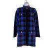 Anne Klein Plaid Knit Sweater Cardigan S Blue Black Gold Toned Buttons Pockets