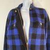 Anne Klein Plaid Knit Sweater Cardigan S Blue Black Gold Toned Buttons Pockets