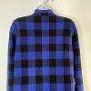 Anne Klein Plaid Knit Sweater Cardigan S Blue Black Gold Toned Buttons Pockets