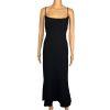Jones New York Dress Size 16 Black Spaghetti Strap Y2K Whimsigoth Ruffle  Midi
