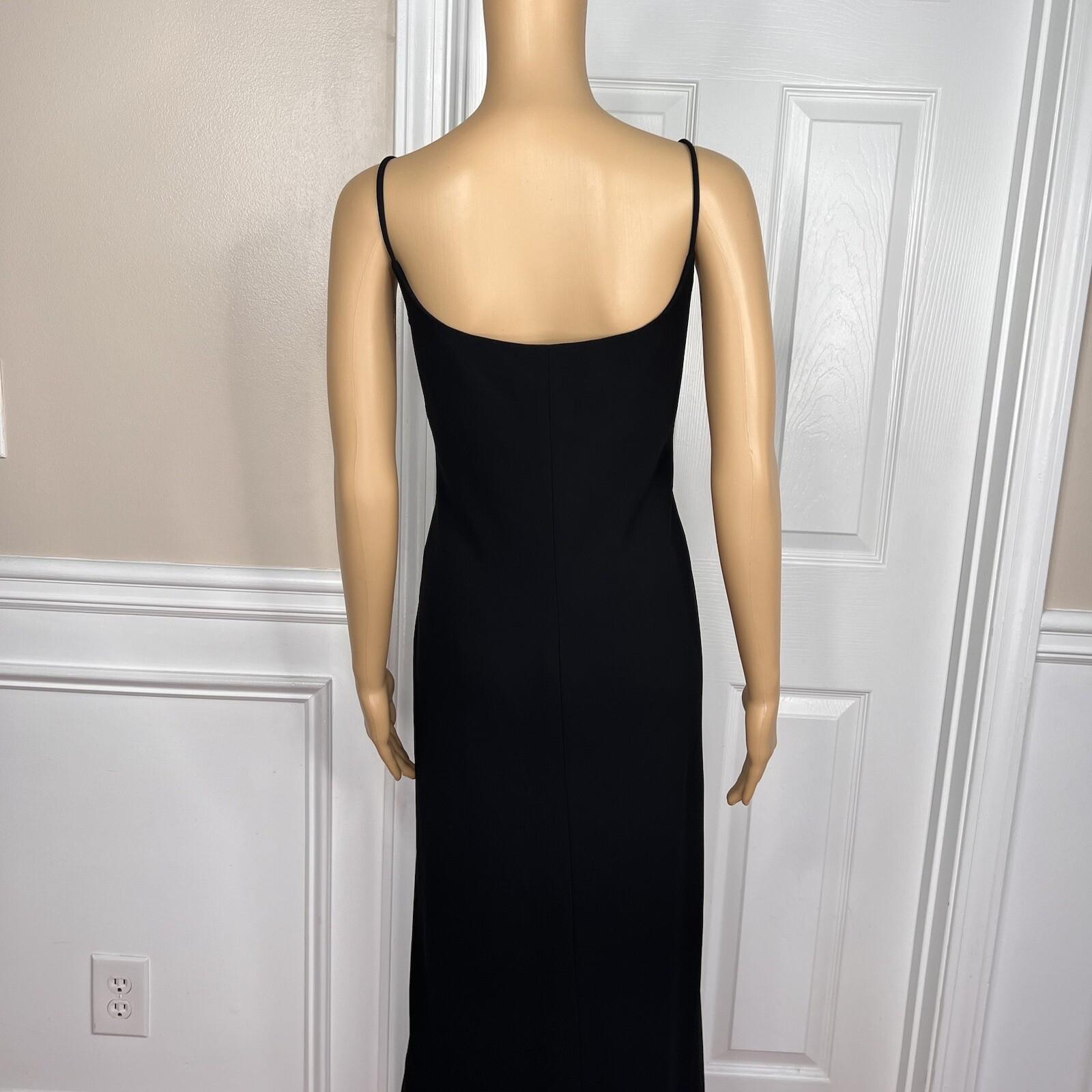 Jones New York Dress Size 16 Black Spaghetti Strap Y2K Whimsigoth Ruffle  Midi
