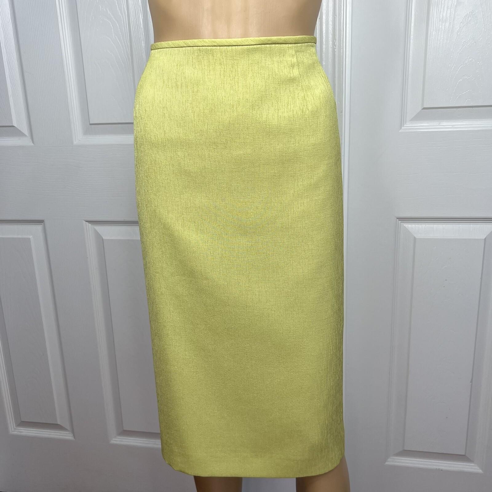 KASPER Women 2PC Lime Polyester Lined Peak Collar Cocktail Skirt Suit Size 18