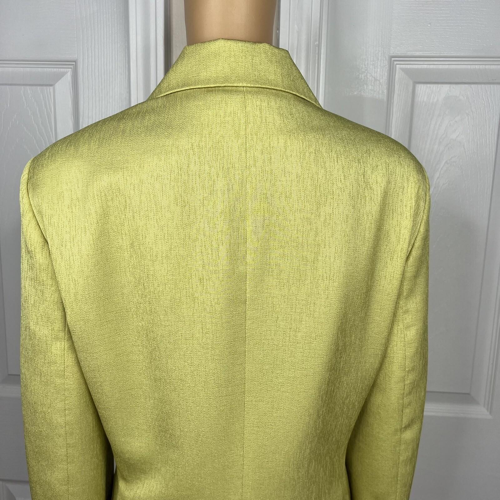 KASPER Women 2PC Lime Polyester Lined Peak Collar Cocktail Skirt Suit Size 18