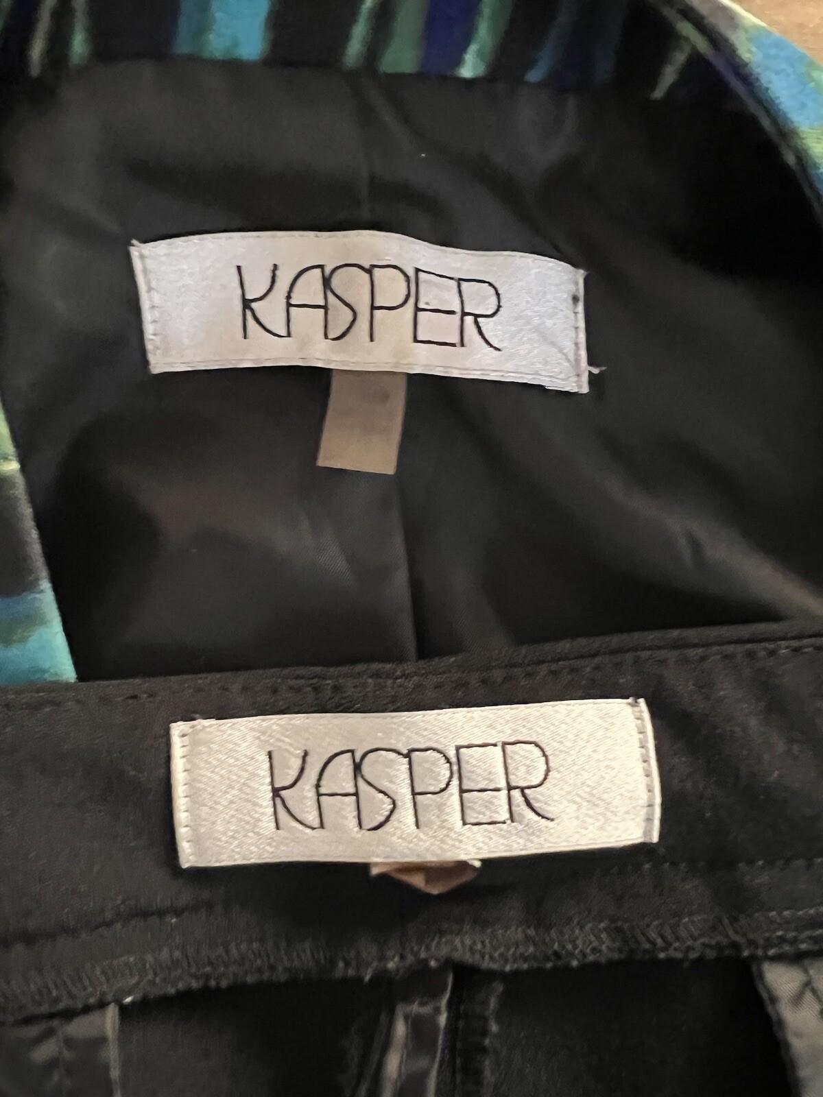 KASPER Women Polyester Spandex Pant Size 16 Suit Size 16W Multicolor Lined 2PC