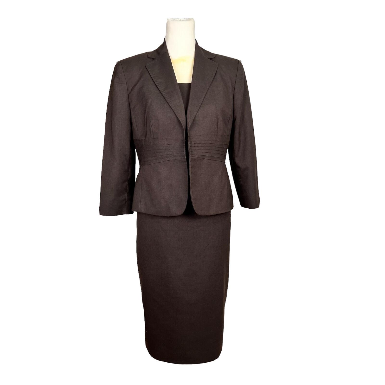 KASPER Women Polyester Spandex  Dress Suit Size 4 Lined 2PC Brown Timeless