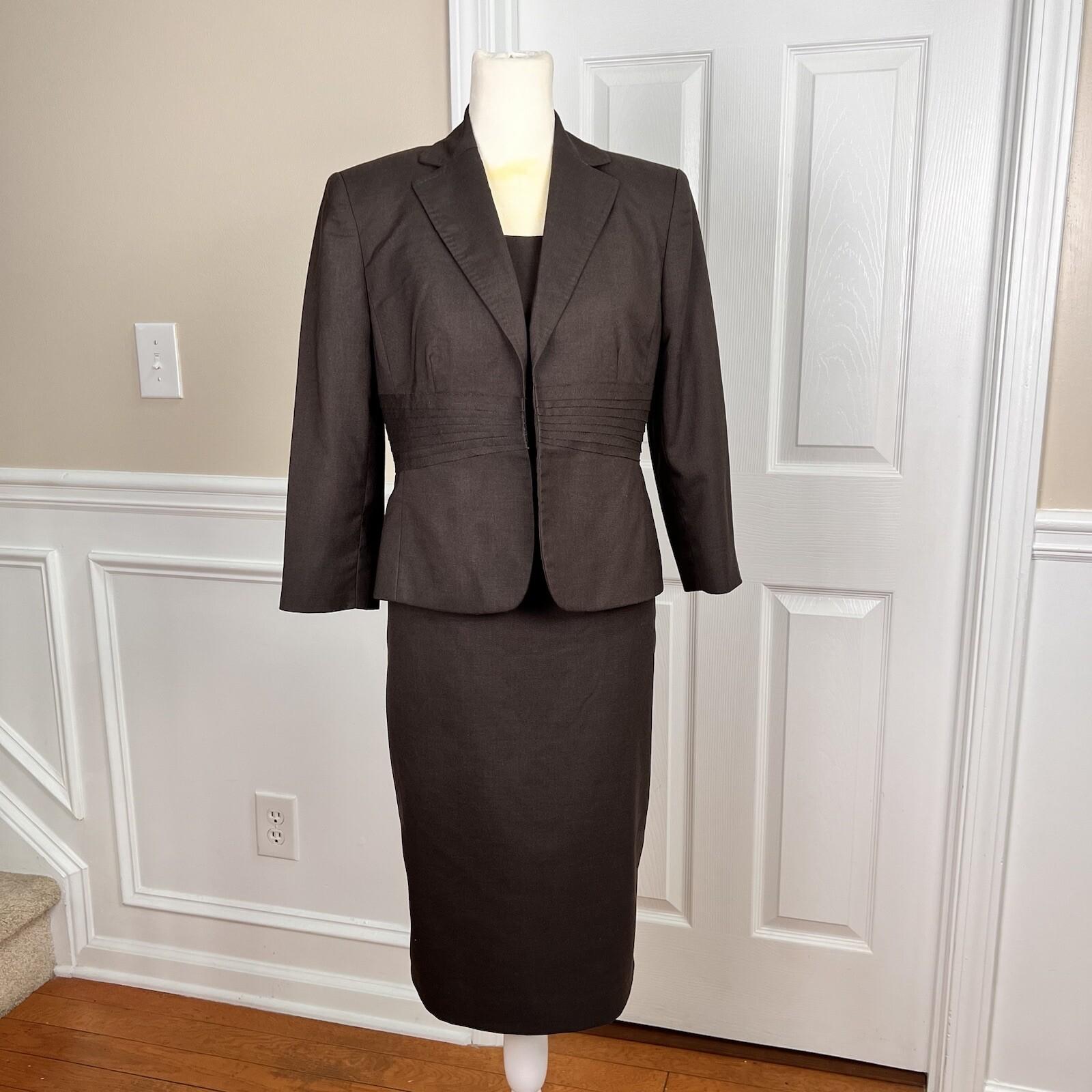 KASPER Women Polyester Spandex  Dress Suit Size 4 Lined 2PC Brown Timeless