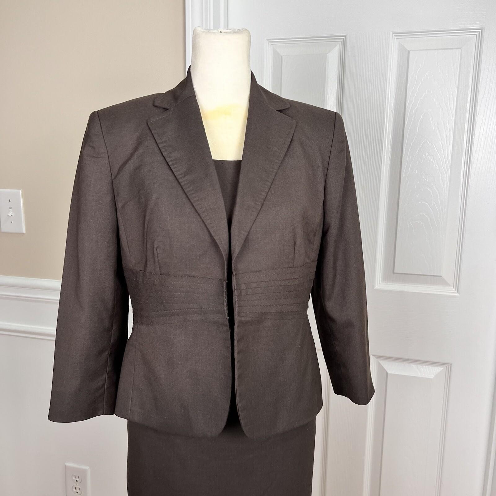 KASPER Women Polyester Spandex  Dress Suit Size 4 Lined 2PC Brown Timeless