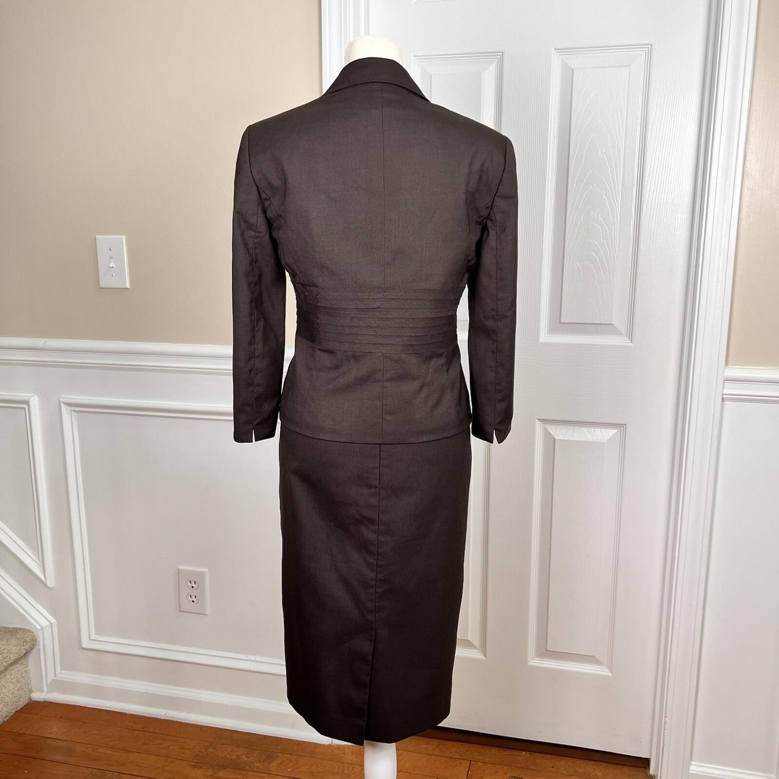 KASPER Women Polyester Spandex  Dress Suit Size 4 Lined 2PC Brown Timeless