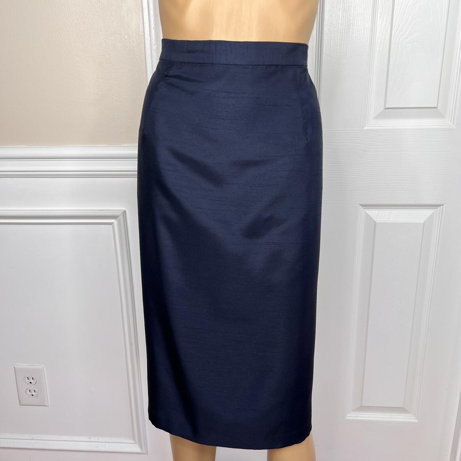 10-606.jpg EY SIGNATURE Women Skirt Suit Size 16W Navy Blue Polyester Lined Cocktail 2PC