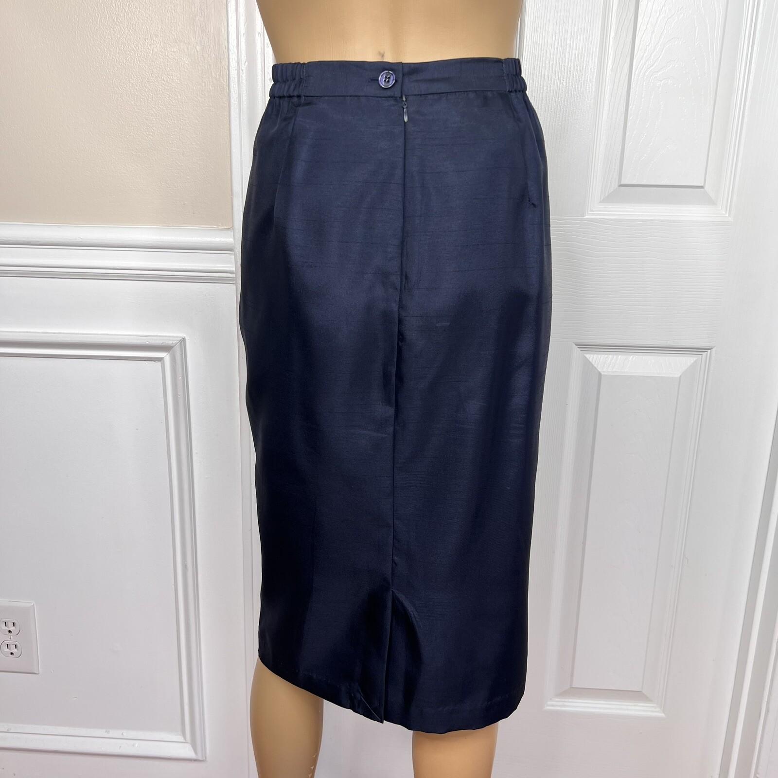 EY SIGNATURE Women  Skirt Suit Size 16W Navy Blue Polyester Lined Cocktail 2PC