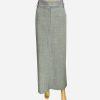 French Connection Wool Blend Maxi 10 Light Gray Adjustable Waist Pockets Slit