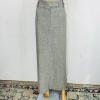 French Connection Wool Blend Maxi 10 Light Gray Adjustable Waist Pockets Slit
