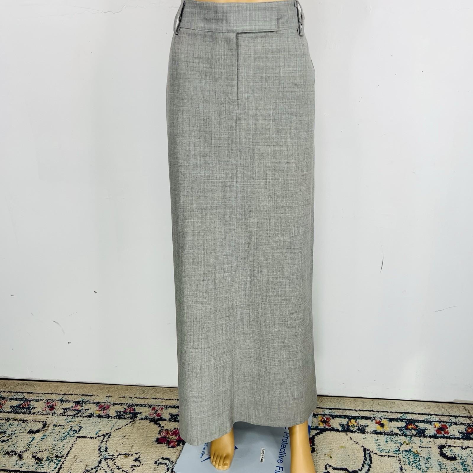 French Connection Wool Blend Maxi 10 Light Gray Adjustable Waist Pockets Slit