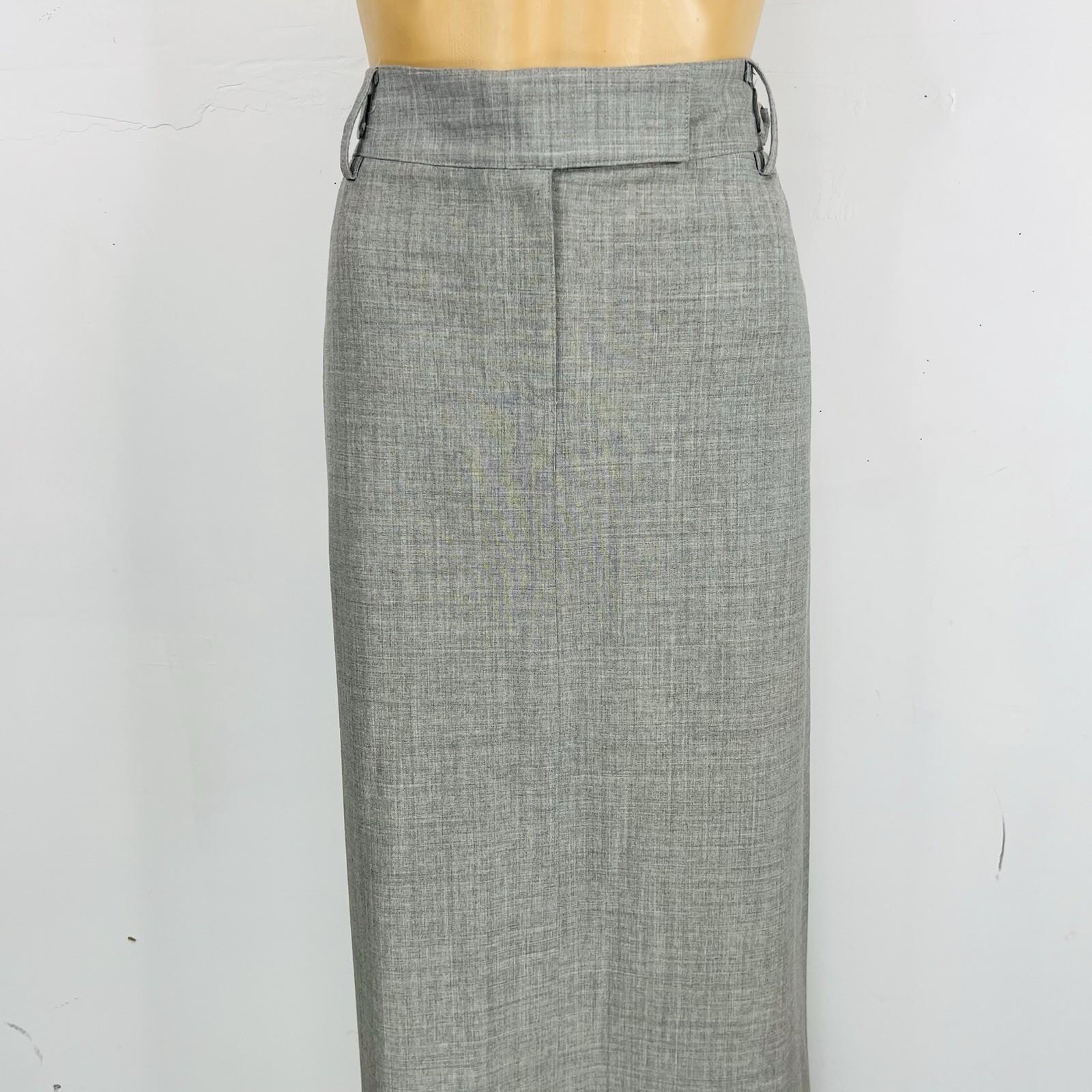 French Connection Wool Blend Maxi 10 Light Gray Adjustable Waist Pockets Slit