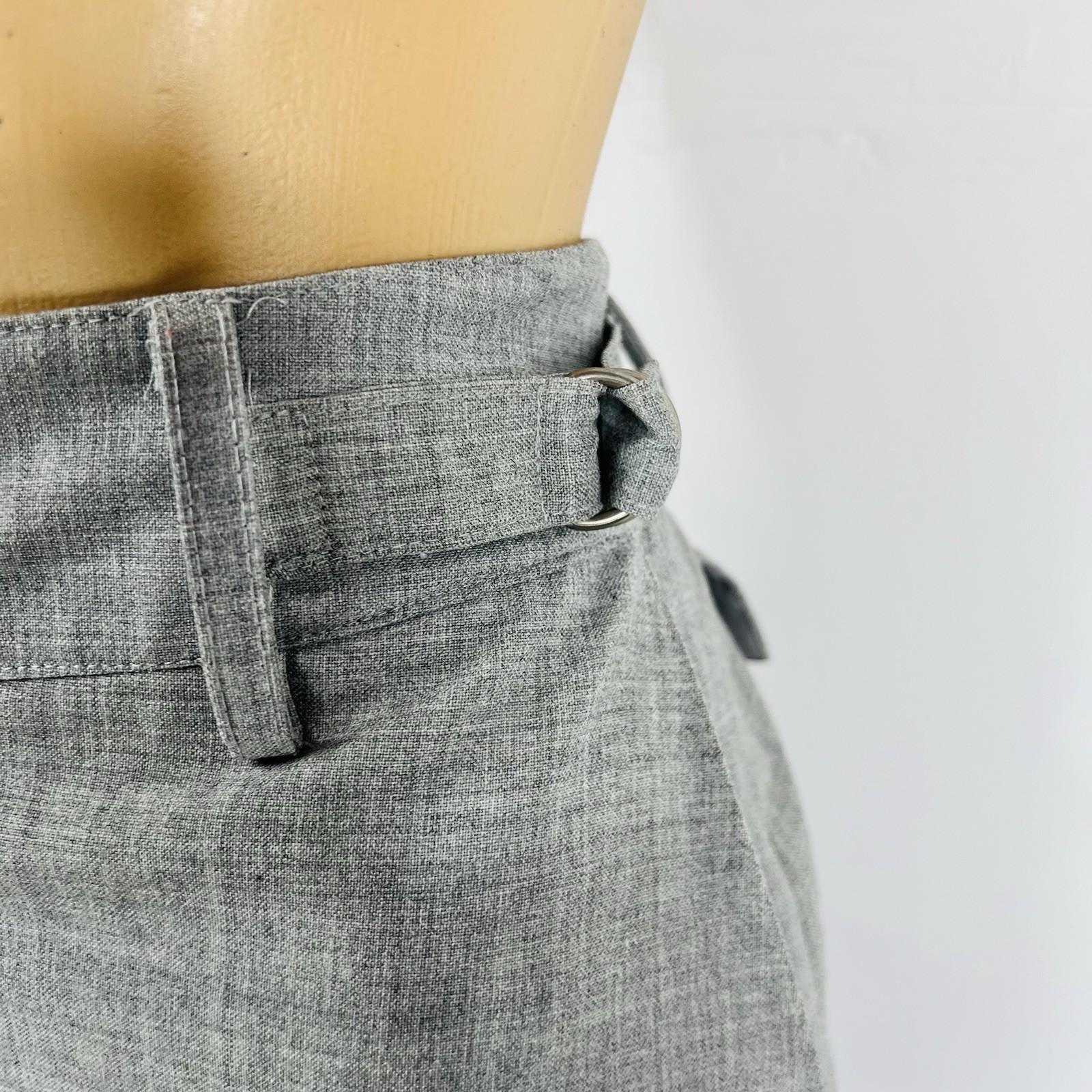 French Connection Wool Blend Maxi 10 Light Gray Adjustable Waist Pockets Slit