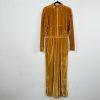 Fabletics Velour Light Honey Gold Jumpsuit Tracksuit  Size L Wide Leg Stretch