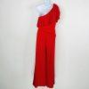 Lauren Ralph Lauren One Shoulder Jumpsuit Size 10 Stretch Red Ruffle Wide Leg