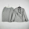 10-686.jpg Evan Picne Polyester Skirt Suit Size 20W Silver Wrap Stretch Waist Timeless 2PC