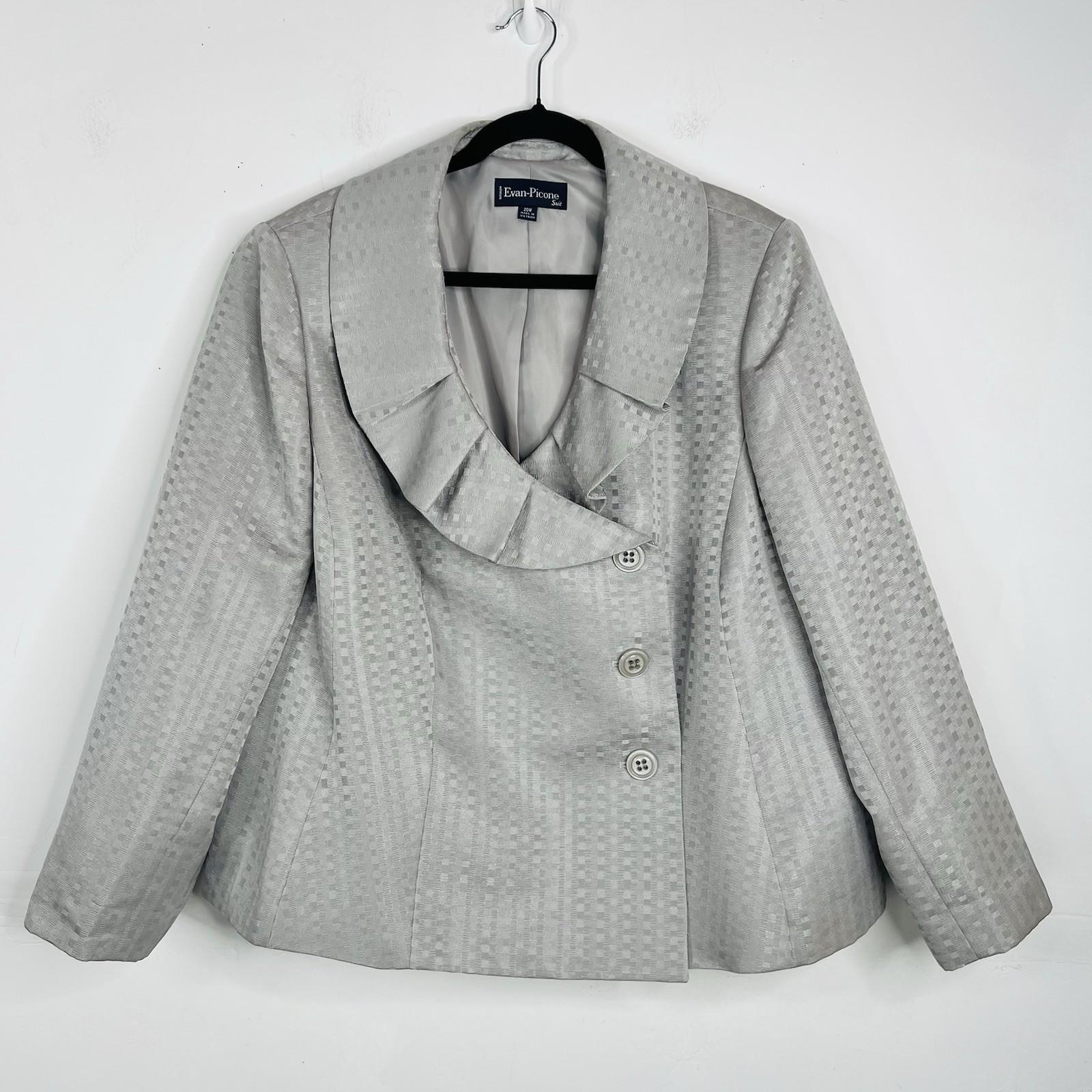 10-688.jpg Evan Picne Polyester Skirt Suit Size 20W Silver Wrap Stretch Waist Timeless 2PC