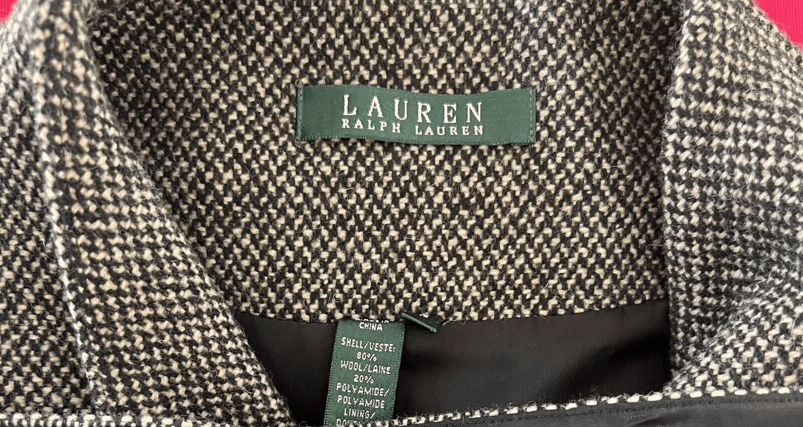 10-7.png New Lauren Ralph Lauren VTG Knit Black Wool Polyamide Ruffle Blazer Suit Size 16
