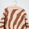 New Nine West Women Polo Collared Sweater Size L Light Pink Brown Zebra Cozzy