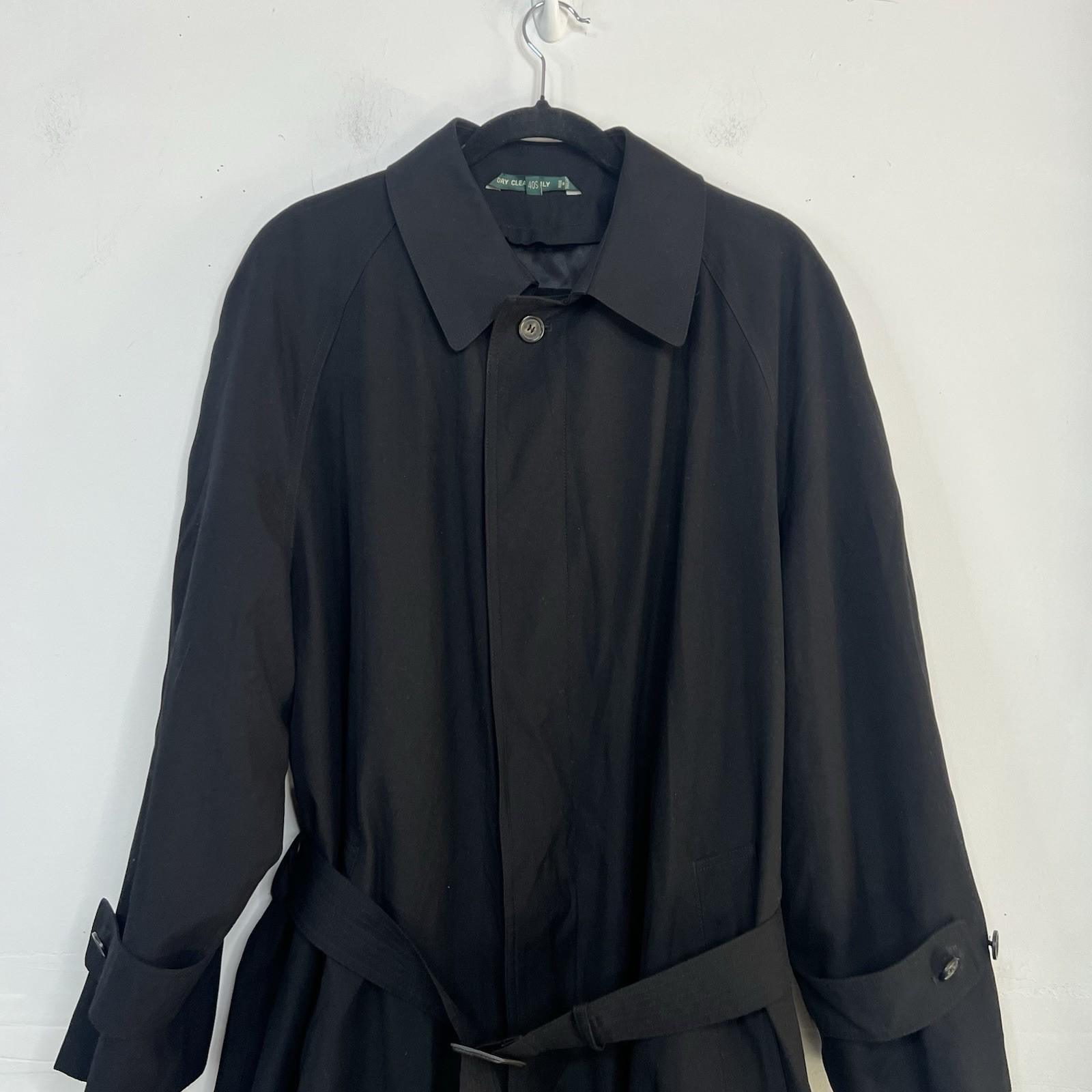 Lauren Ralph Lauren Black Microfiber Belted Removeable Liner Trench Coat SZ 40S