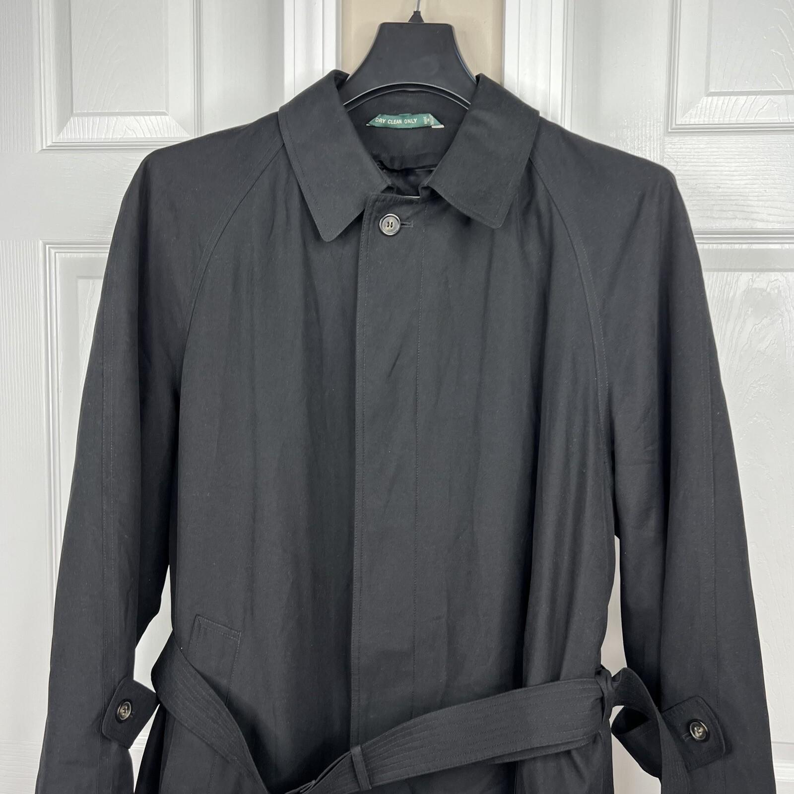 Lauren Ralph Lauren Black Microfiber Belted Removeable Liner Trench Coat SZ 40S