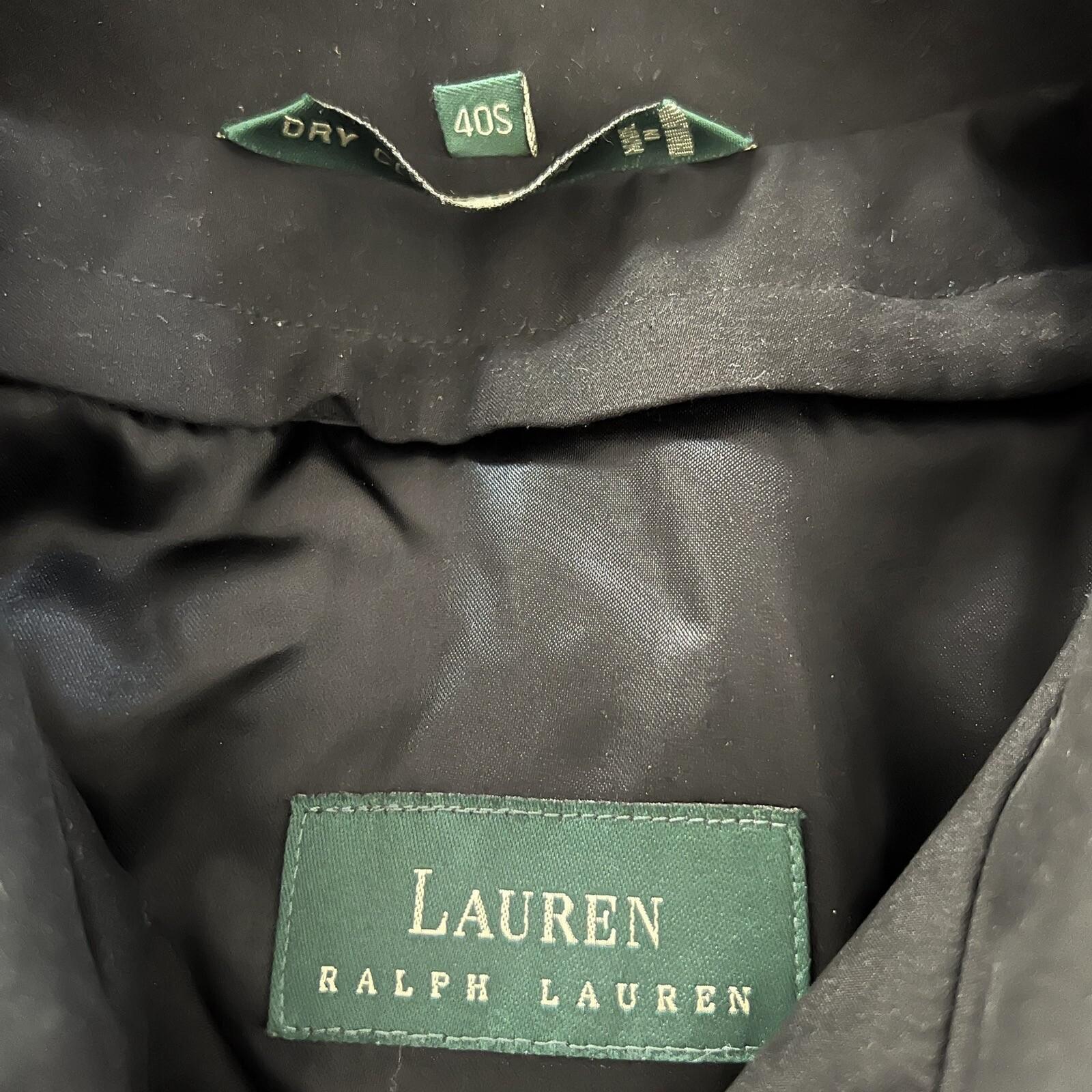 Lauren Ralph Lauren Black Microfiber Belted Removeable Liner Trench Coat SZ 40S