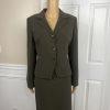 Tahari ASL Polyester Skirt Suit Size 8 Dark Green Lined Notch Collar 2 Piece