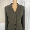 Tahari ASL Polyester Skirt Suit Size 8 Dark Green Lined Notch Collar 2 Piece