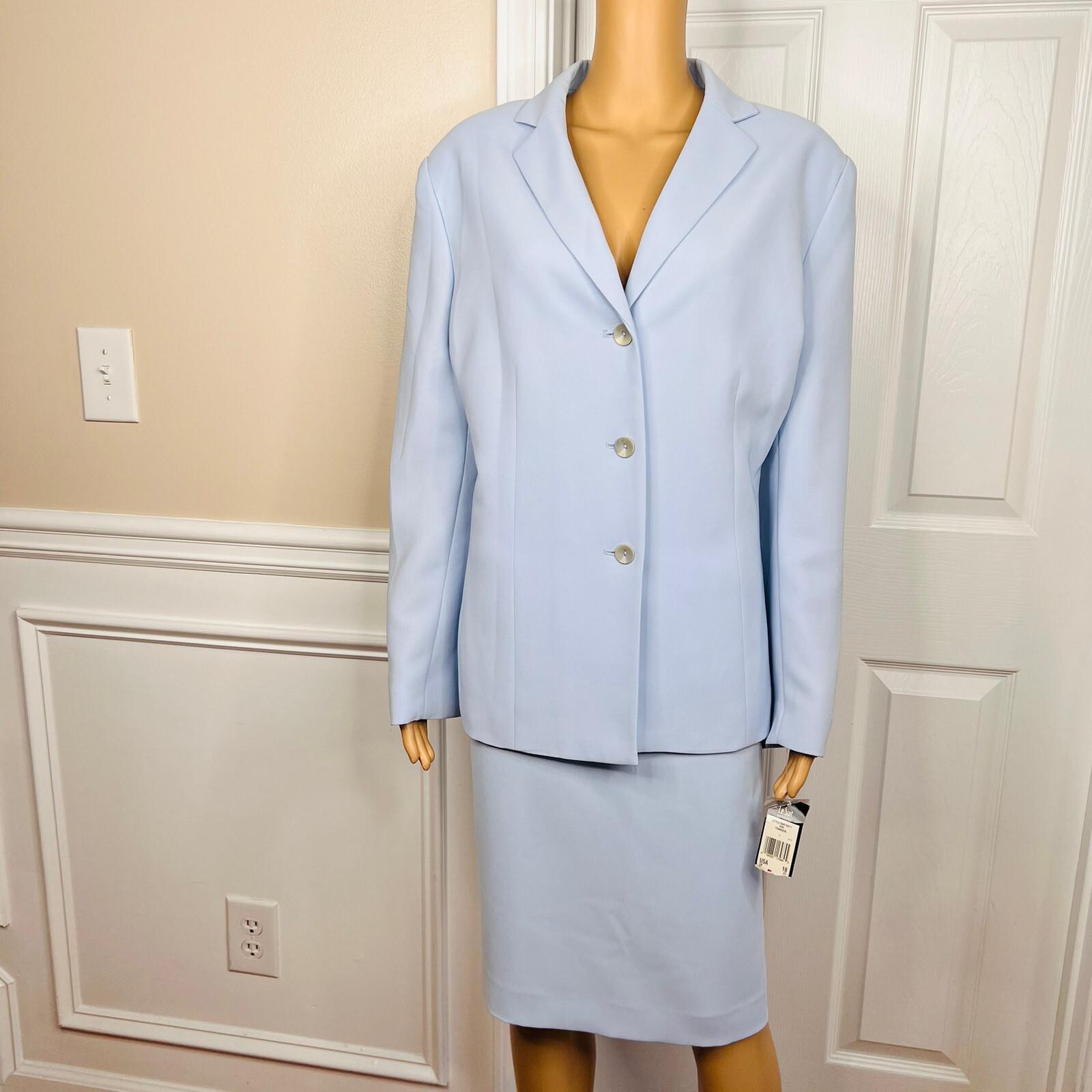 Le Suit Periwinkle Polyester Skirt Size 16 Suit Size 18 Notch Collar 2PC New