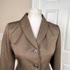 Le Suit Women Polyester Pant Suit Size 4P Brown Lined Shawl Pockets 2PC