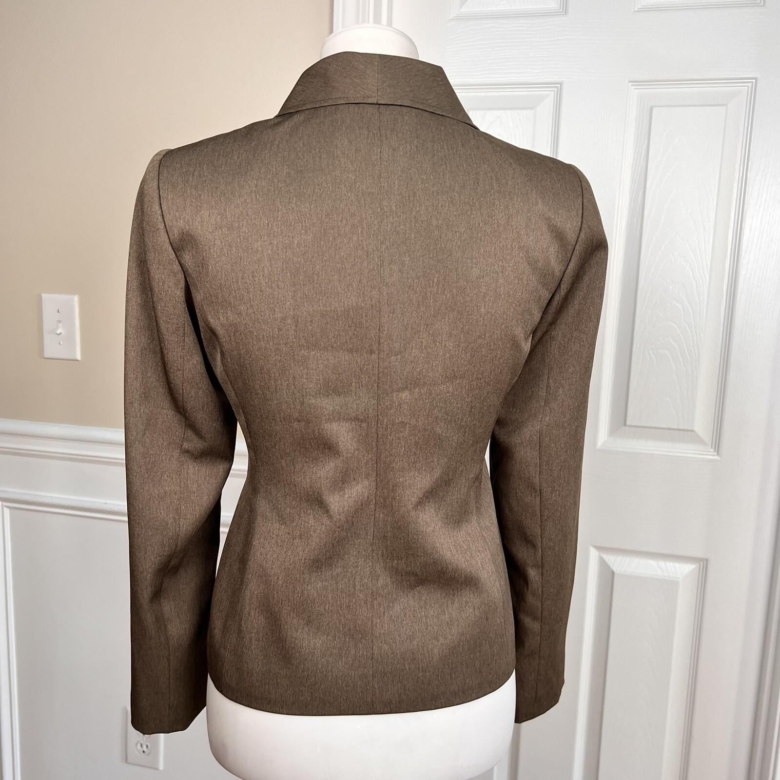 Le Suit Women Polyester Pant Suit Size 4P Brown Lined Shawl Pockets 2PC