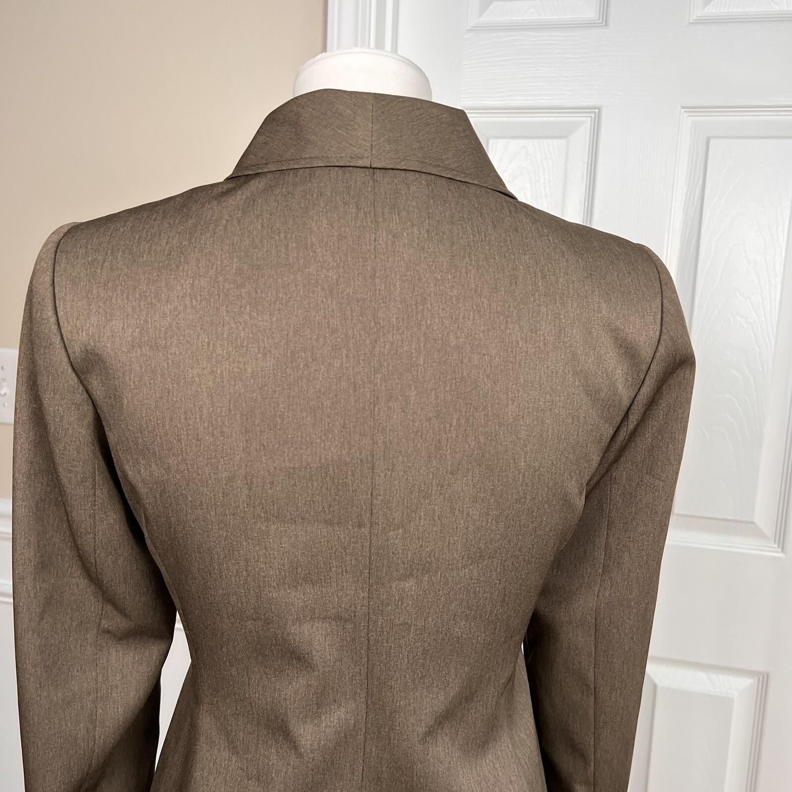 Le Suit Women Polyester Pant Suit Size 4P Brown Lined Shawl Pockets 2PC