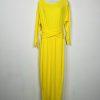 Fashion Nova Polyester Stretch Warm Maxi Dress L/XL Yellow Tied Down Ribbed