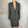 Tahari ASL Polyester Blend Skirt Suit Size 10 Black White 2PC Women Notch Collar