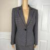 Tahari ASL Polyester Blend Skirt Suit Size 10 Black White 2PC Women Notch Collar