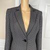 Tahari ASL Polyester Blend Skirt Suit Size 10 Black White 2PC Women Notch Collar