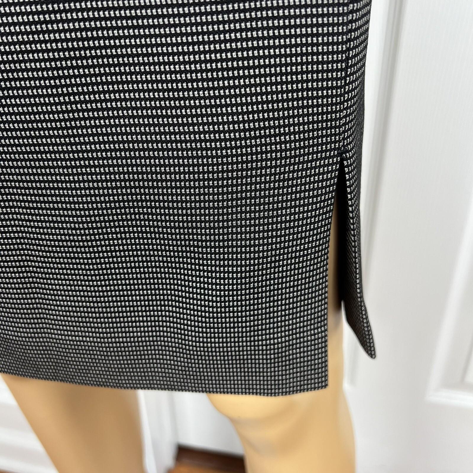 Tahari ASL Polyester Blend Skirt Suit Size 10 Black White 2PC Women Notch Collar