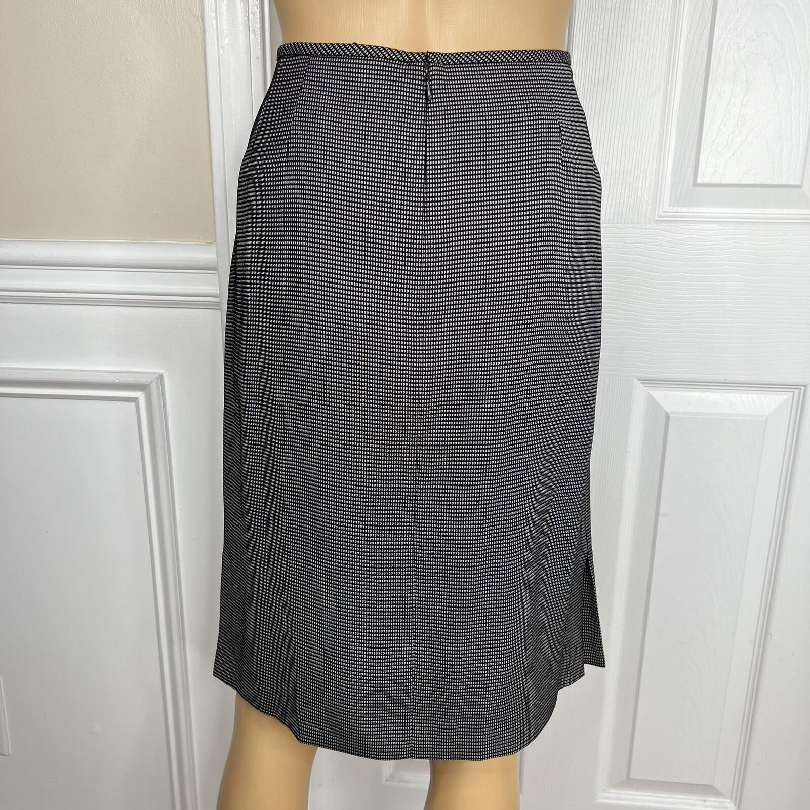 Tahari ASL Polyester Blend Skirt Suit Size 10 Black White 2PC Women Notch Collar