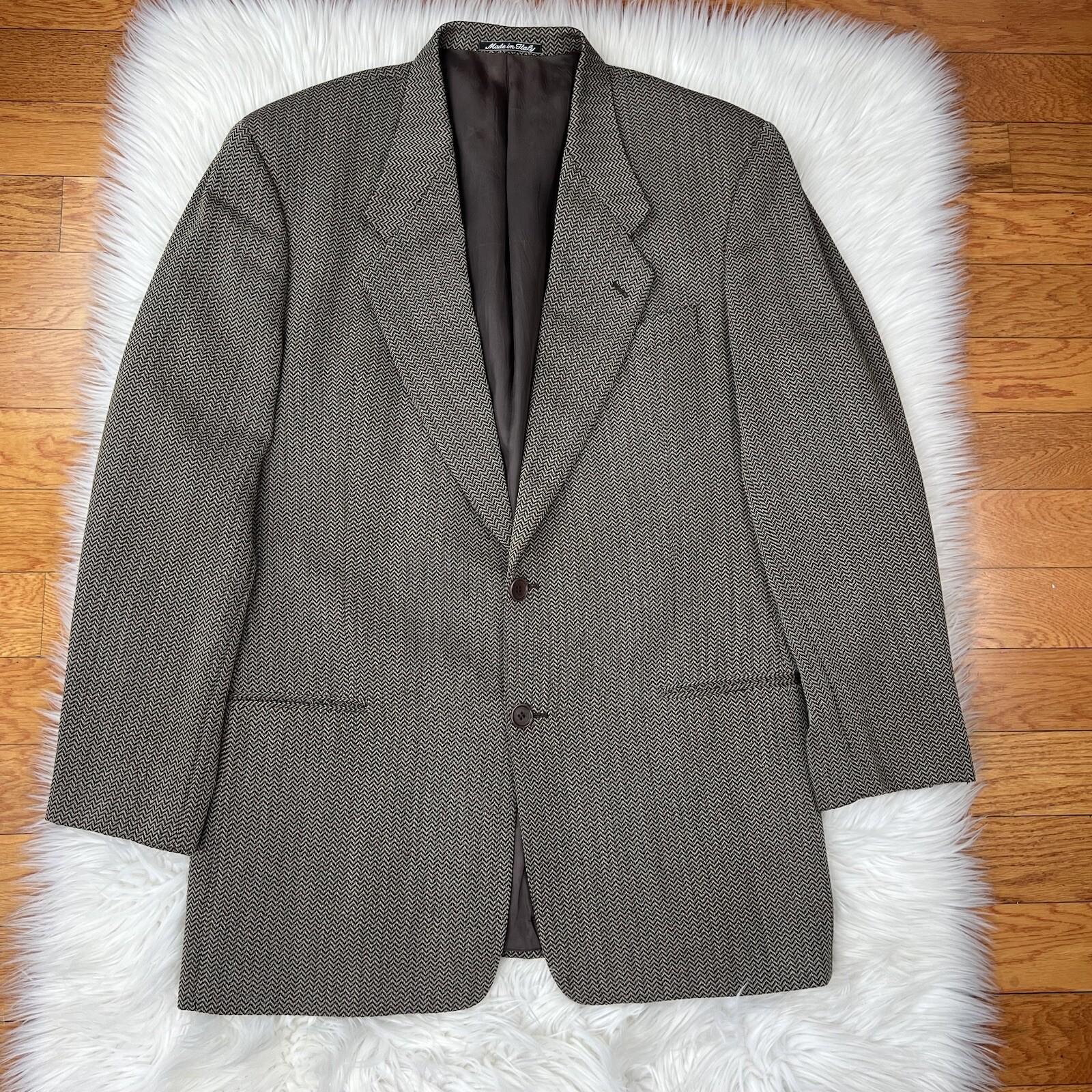 Giorgio Armani Le Collezioni Vintage Blazer 42L Beige Chevron Neiman Marcus