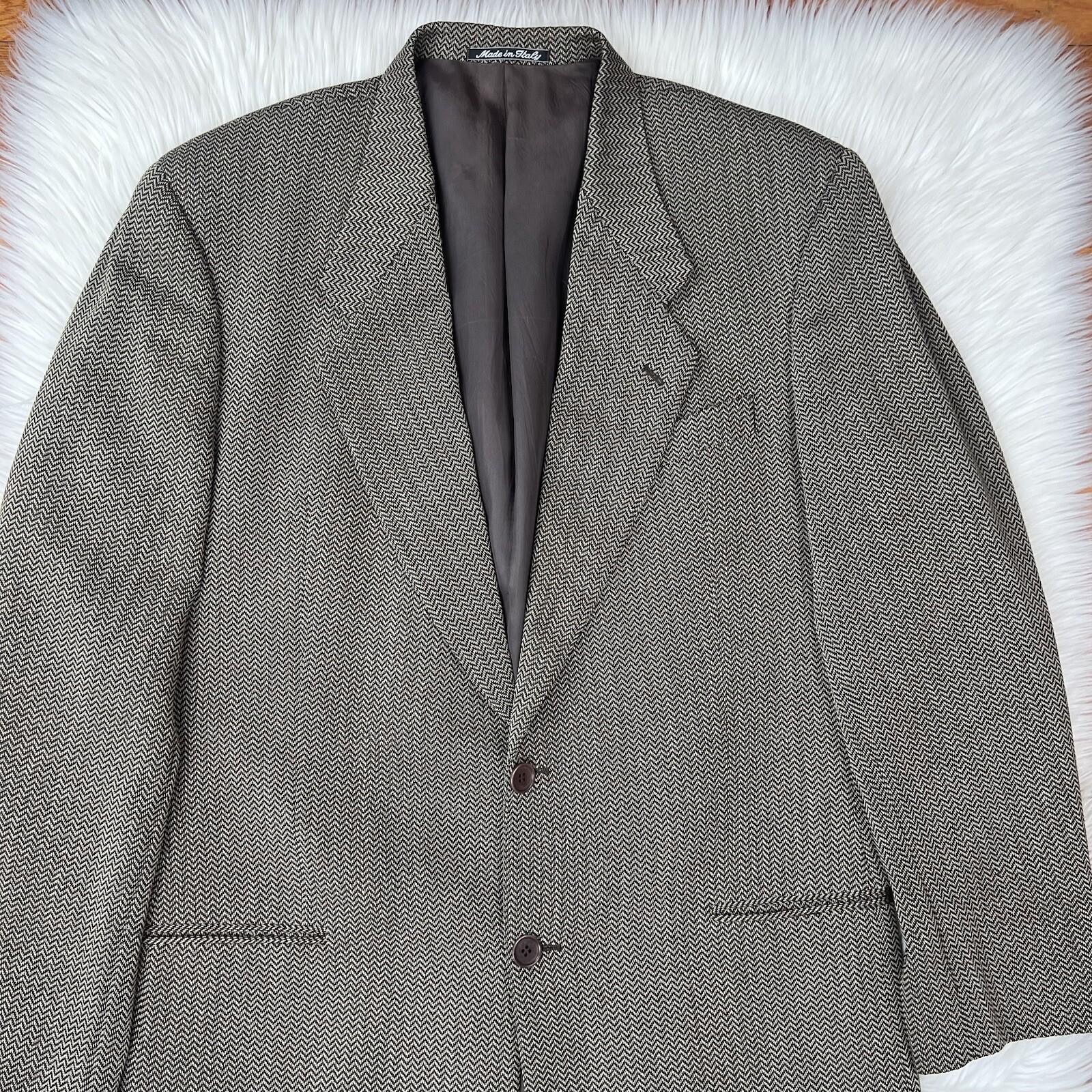 Giorgio Armani Le Collezioni Vintage Blazer 42L Beige Chevron Neiman Marcus