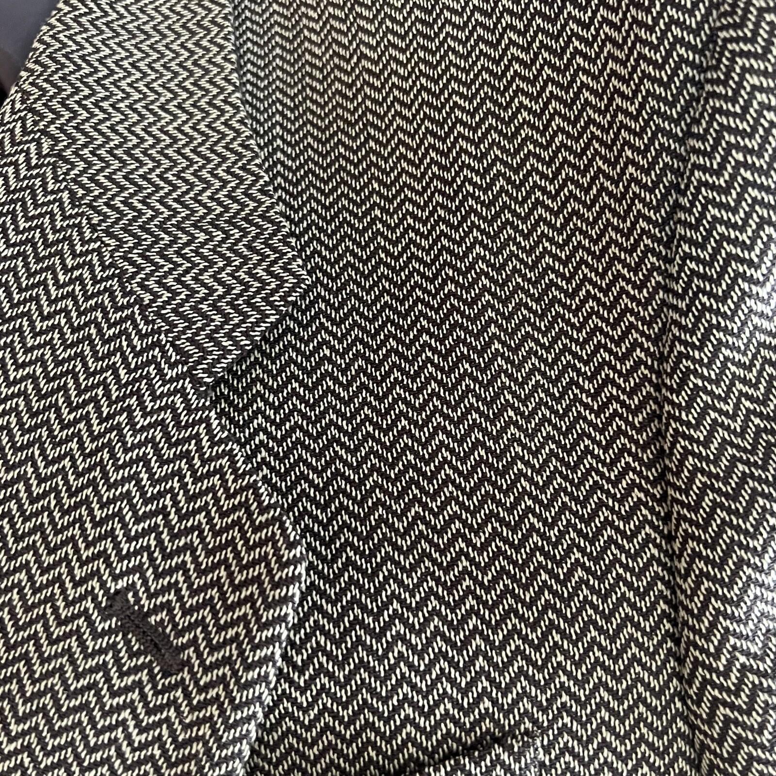 Giorgio Armani Le Collezioni Vintage Blazer 42L Beige Chevron Neiman Marcus