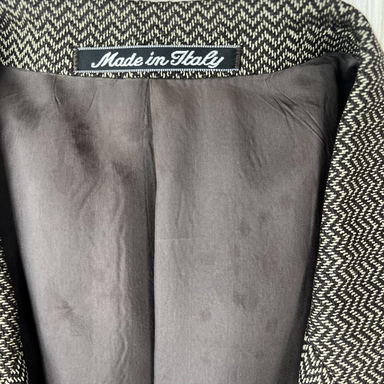 Giorgio Armani Le Collezioni Vintage Blazer 42L Beige Chevron Neiman Marcus